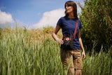 a girl using kanken sling in the field