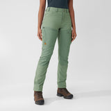 Fjallraven branded and durable Green women trousers or pants with lather fox logo.