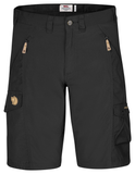 Fjallraven black branded premium men's shorts/trousers with leather fox logo and stylish pockets.