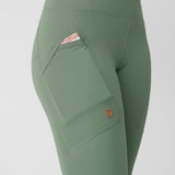 Branded slim fit green women trousers with big pocket.