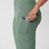 Branded slim fit green women trousers with big pocket.