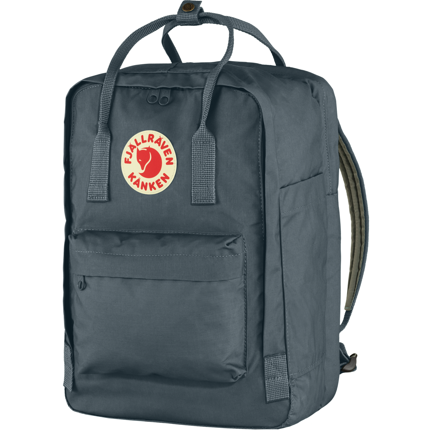 fjallraven kanken laptop backpack in graphite colure 