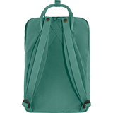 backside of green original kanken laptop backpack