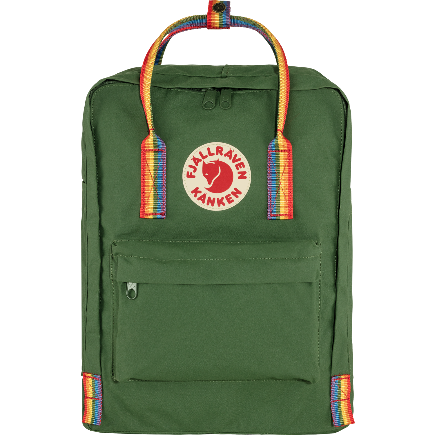 branded green kanken rainbow backpack from fjallraven india